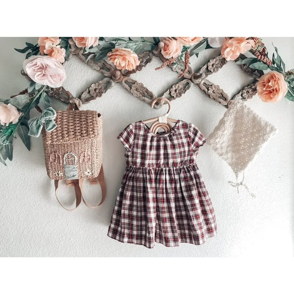 New Little Darling Baby Gap Holiday Plaid Full Swing Babydoll Dress 12-18mths